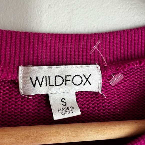 Wildfox Womens APRES SKIT Crew Neck Sweater SMALL in Festival Fuschia Cotton - Picture 5 of 9